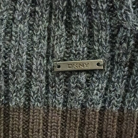 DKNY Mens 1/4 Zip Pullover Sweater Long Sleeve Collar Domes 100% Wool Sz XL Grey - Picture 6 of 8